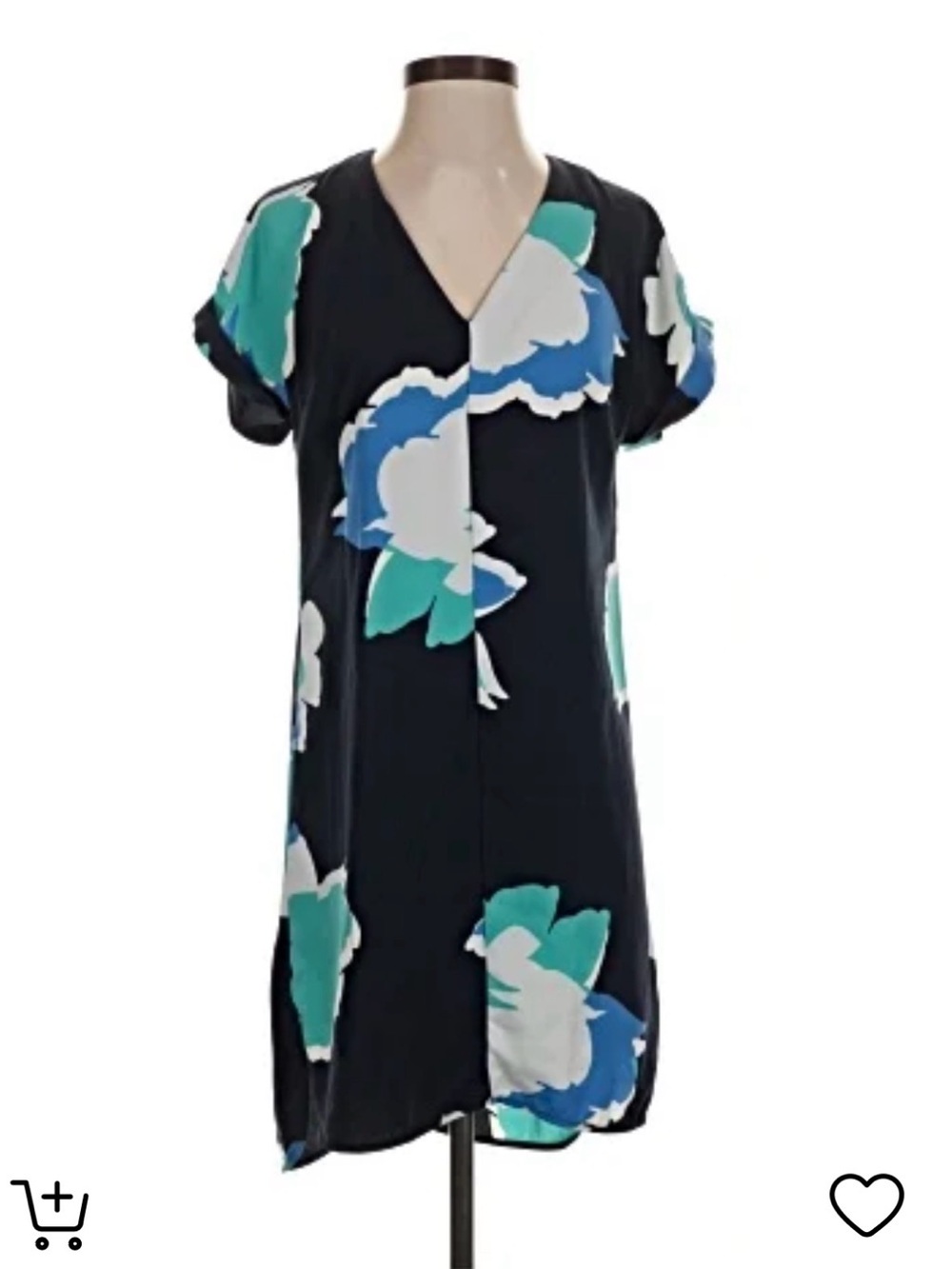 A New Day Teal, Navy & White Floral Shift Dress (great condition, size S)